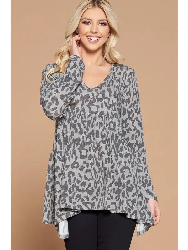 Animal Print Babydoll Tunic