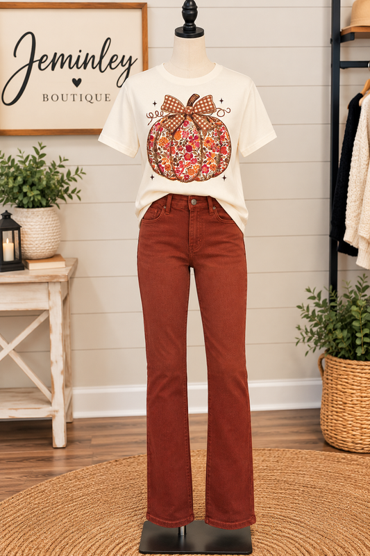 Fall Floral Pumpkin Tee