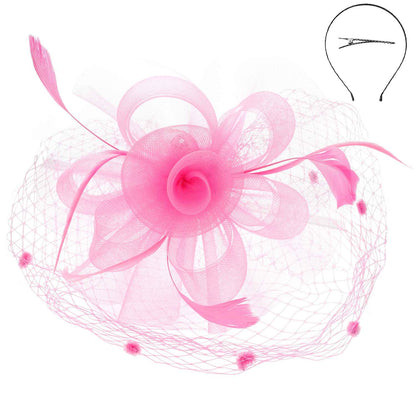 Flower w/ Dotted Netting Mesh Women's Fascinator