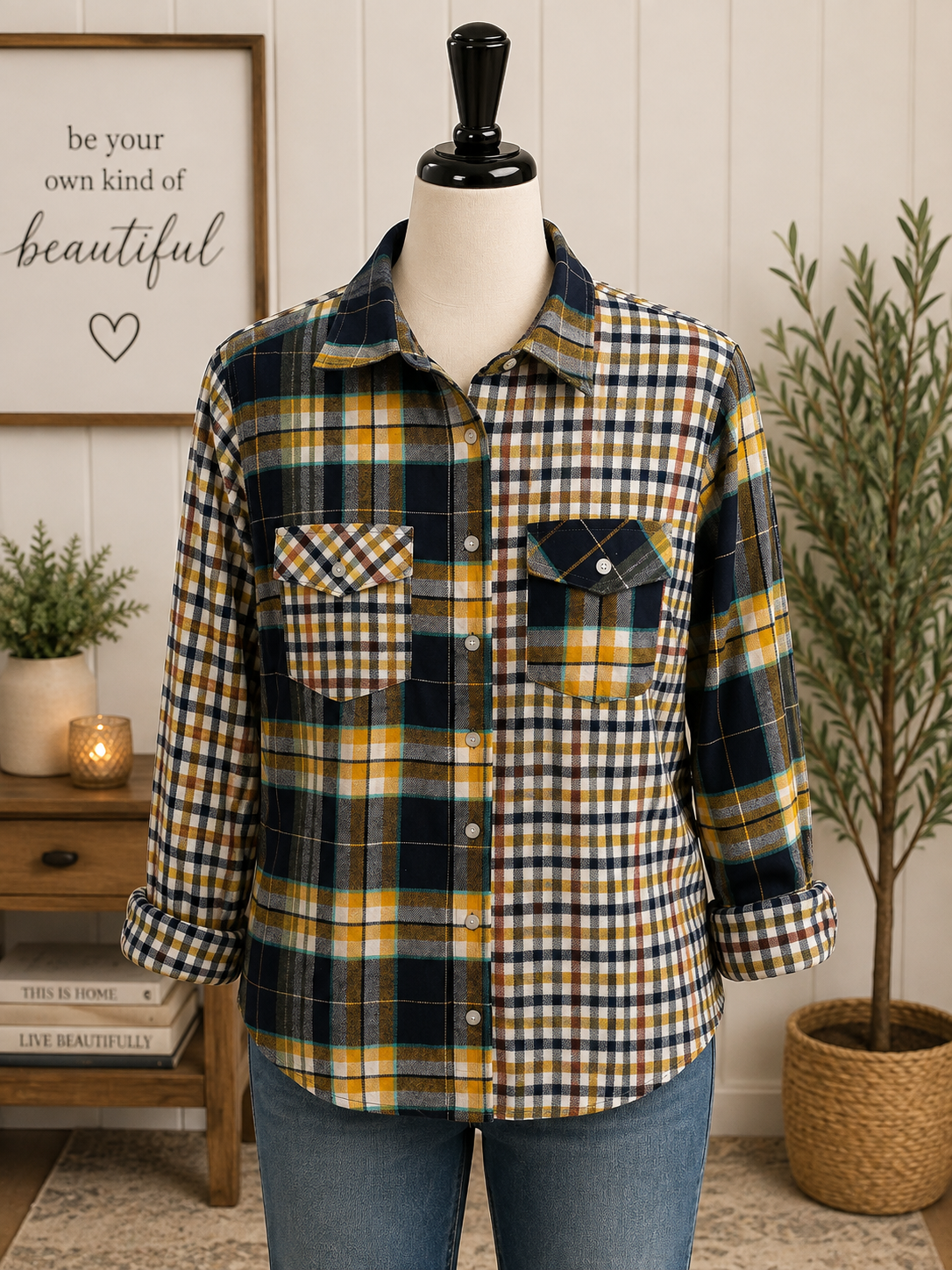 Keren Hart Flannel - navy