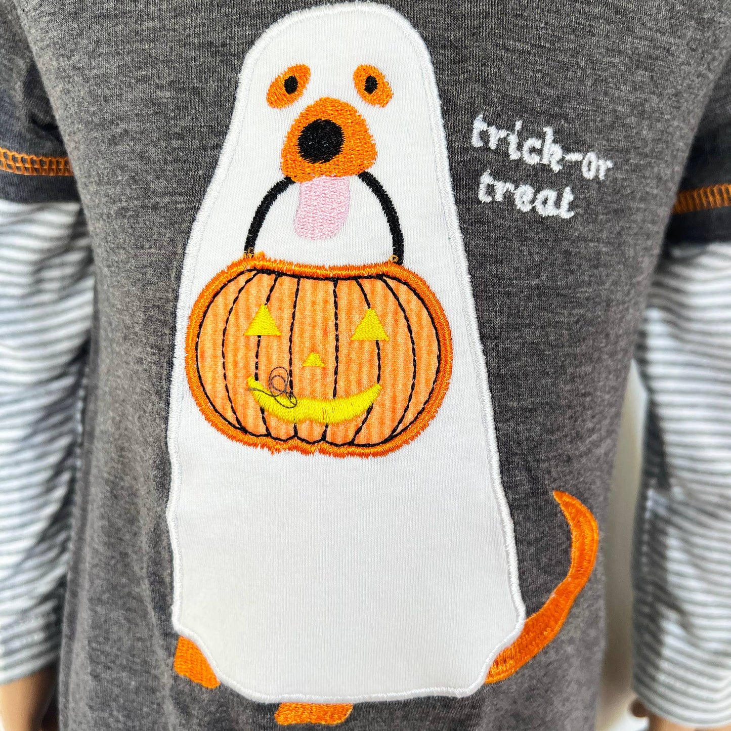 Friendly Ghost Dog Trick or Treat Baby Boys HALLOWEEN Romper
