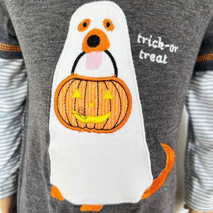 Friendly Ghost Dog Trick or Treat Baby Boys HALLOWEEN Romper