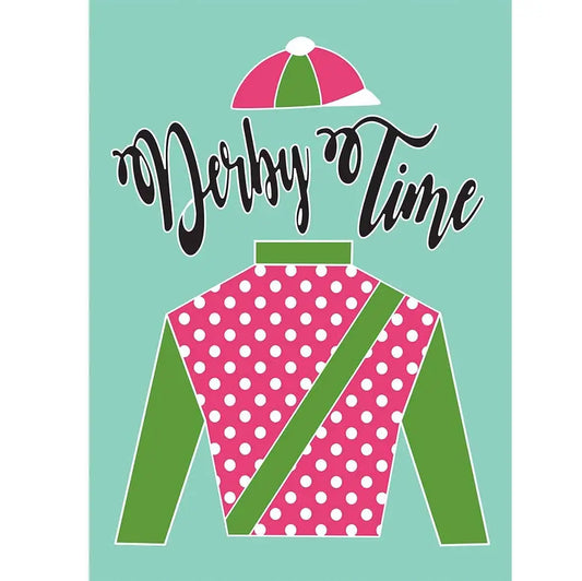 Derby Time Pink Polka Dot Silks Garden Flag
