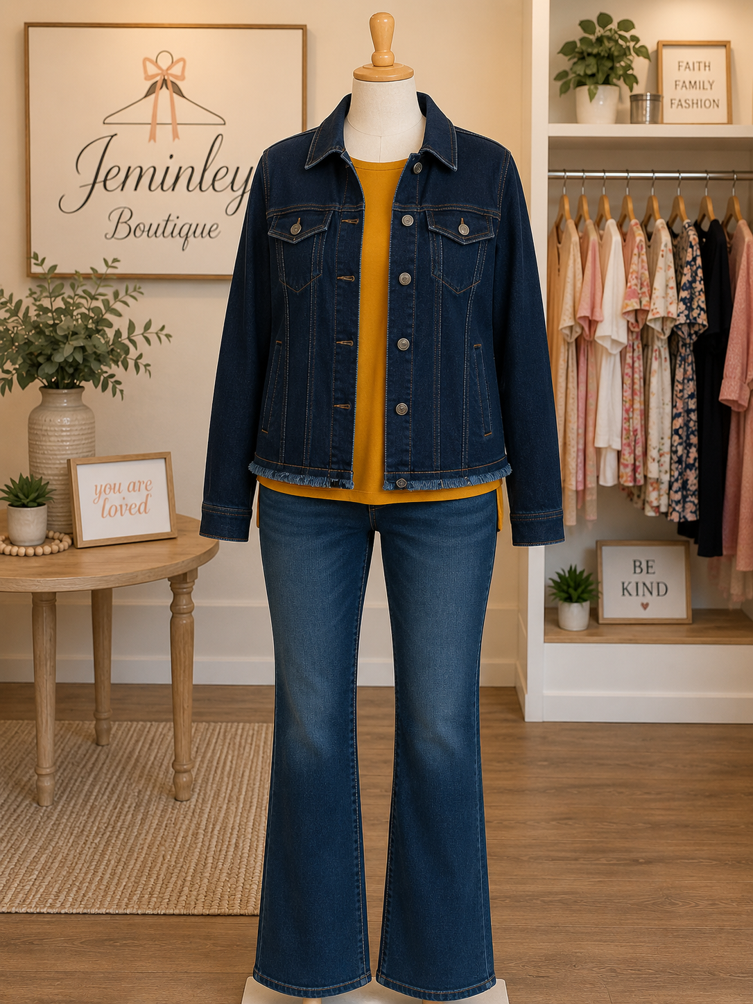 Frayed Hem Denim Jacket - Small to 3X