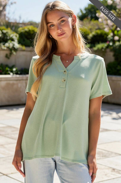 PLUS SIZE Baby Ribbed Boyfriend Knit Top