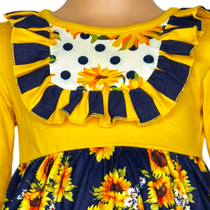 Girls Gold Navy Daisy Shirt & Ruffle legging Pants Clothing