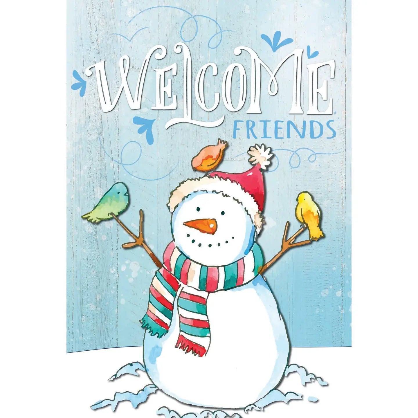 Large Welcome Friends Snowman Flag