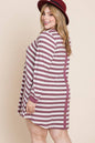 Plus Size Striped Back Button Tunic Dress