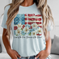 USA Land of the Free America 4th Of July Floral Graphic Tee