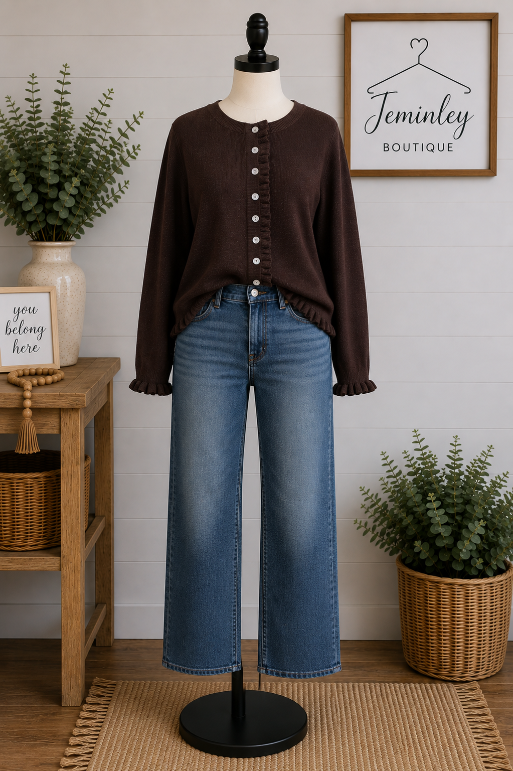 Keren Hart Button Cardigan - Brown