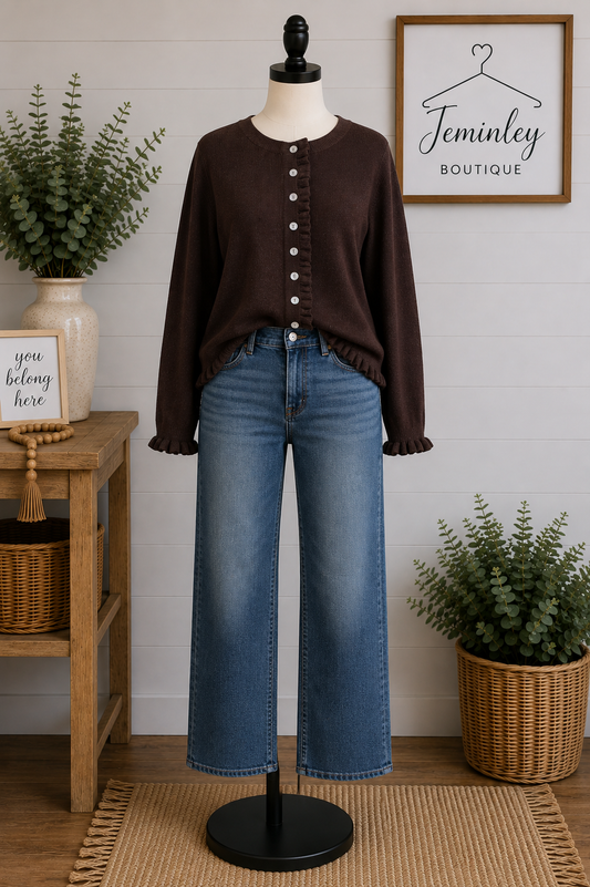 Keren Hart Button Cardigan - Brown