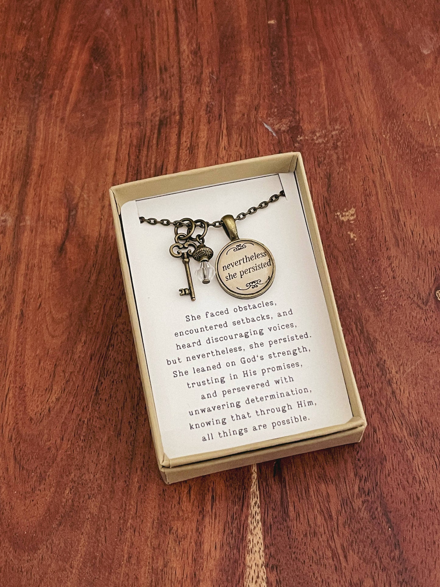 Nevertheless She Persisted Necklace - Boxed Faith Gift
