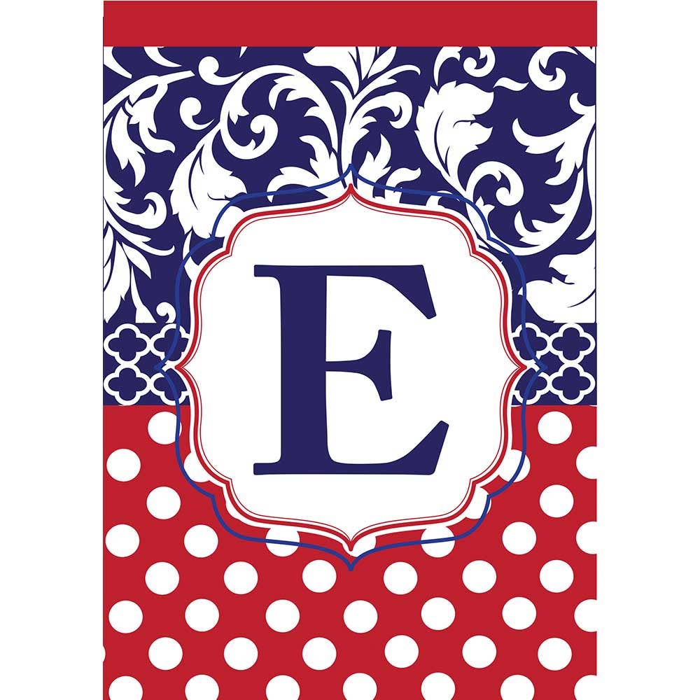 Garden flag - Monogram "E" Red, White & Blue