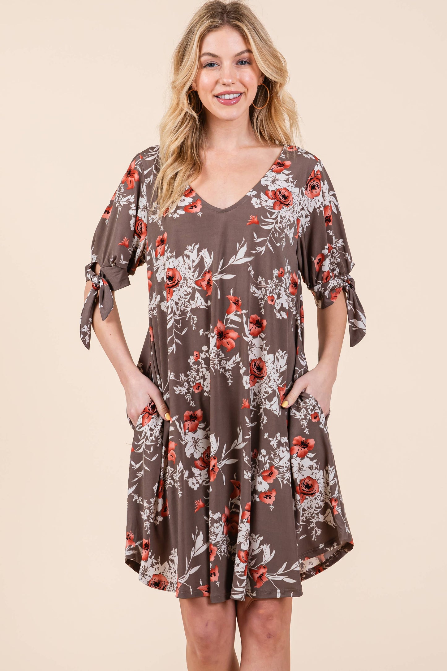 Floral Dress with Bow Sleeves