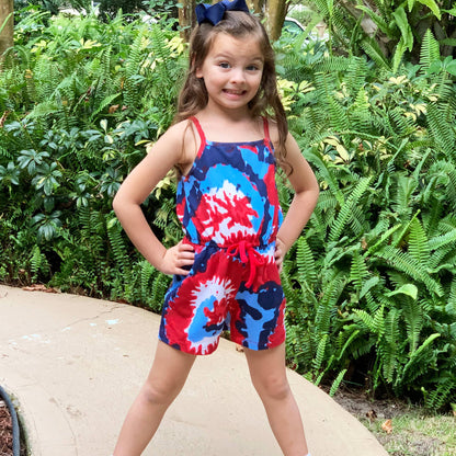 AnnLoren Tie Dye Girls 4th of July Jumpsuit Holiday Romper