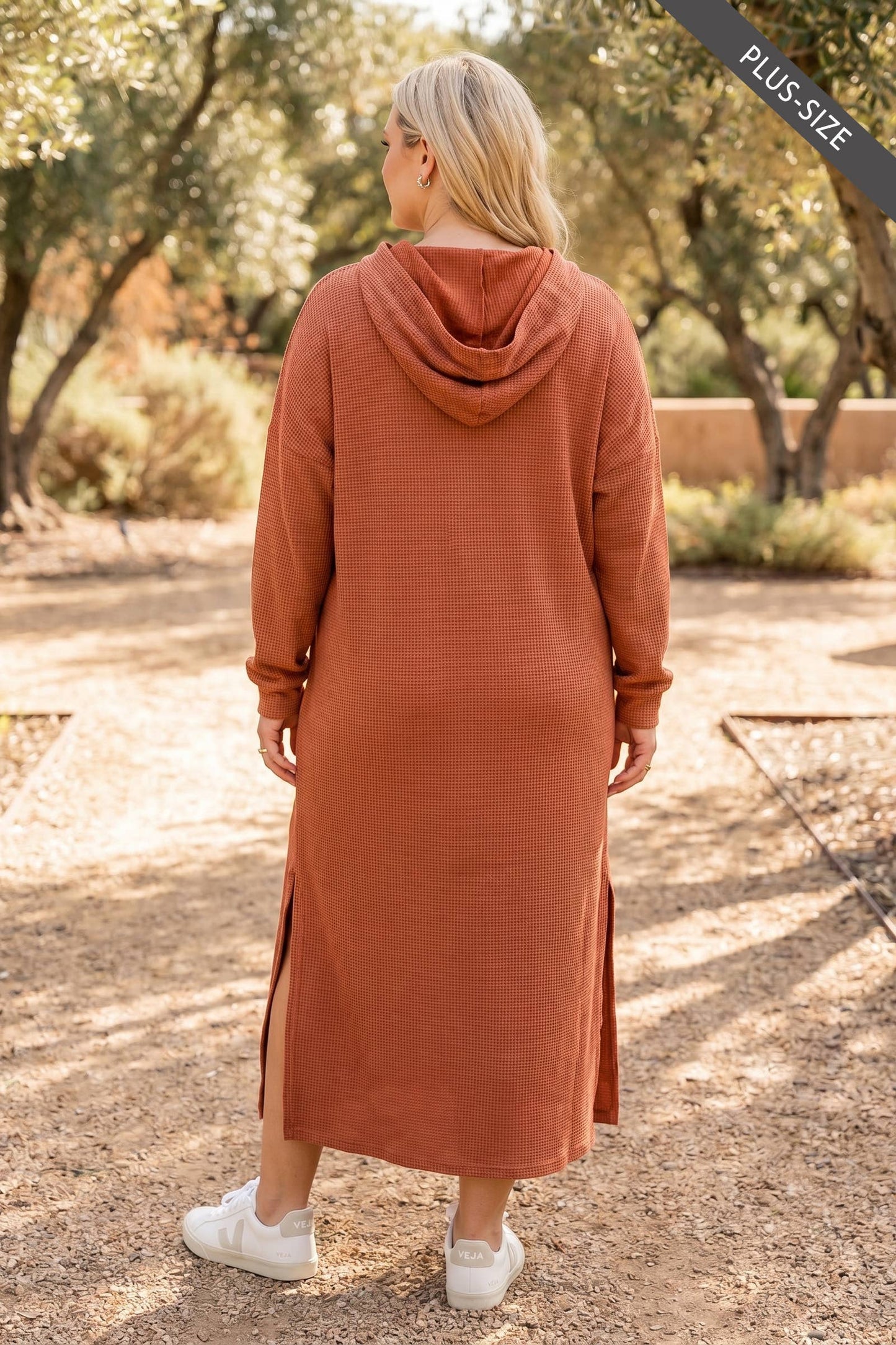Plus Size Waffle Knit Thermal Duster