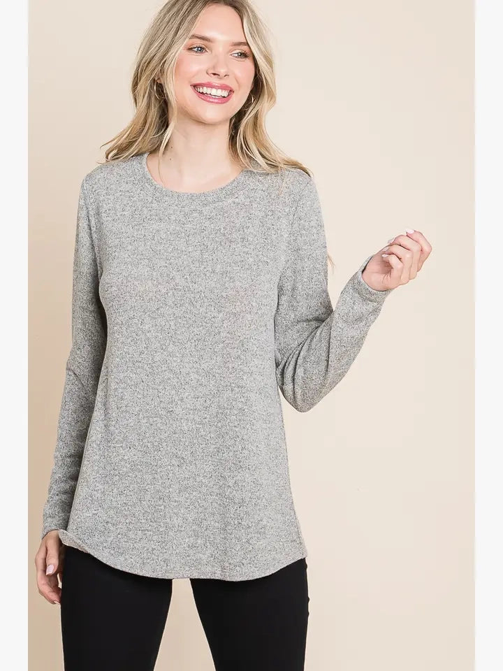 Plus Size Solid Knit Top with Back Lace Detail - 2 Colors