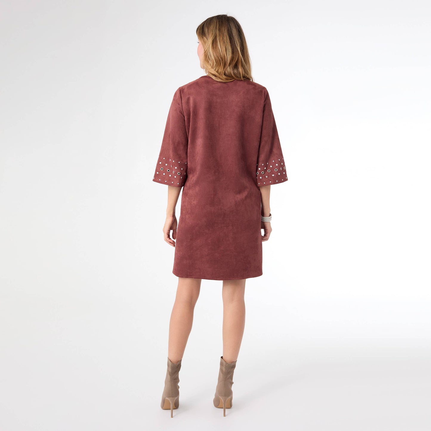 Seri Faux Suede Dress with Rivet Detail - 2 colors