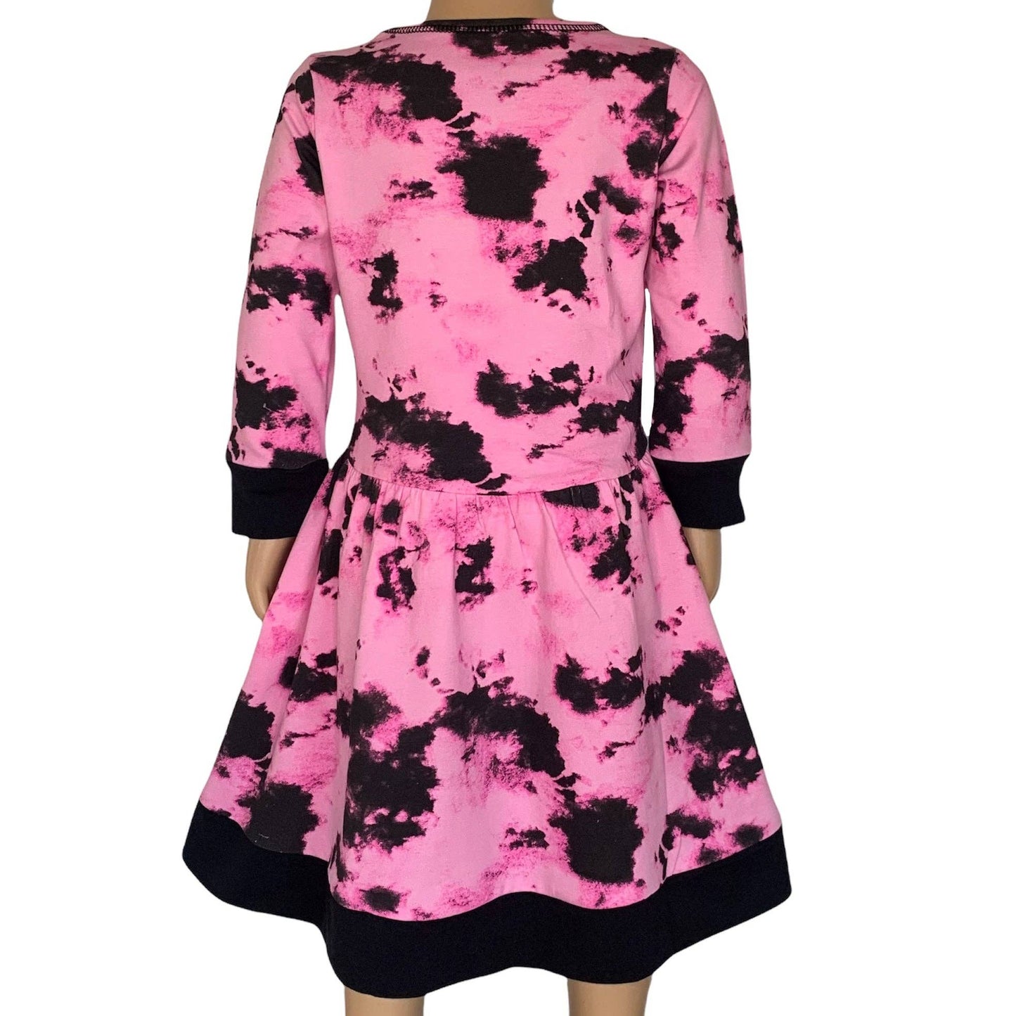 Pink & Black Groovy Girls Tie Dye Dress Cotton Kids Clothing