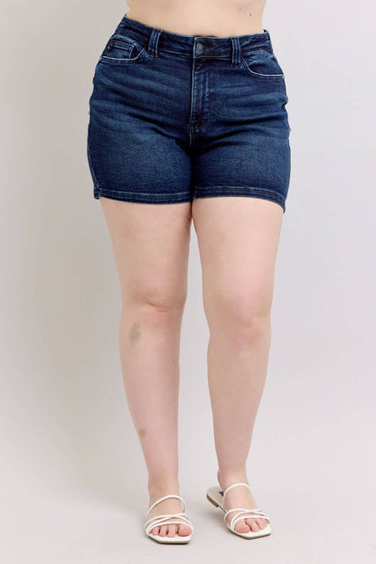 Back Flap Pocket High Waisted Shorts- PLUS