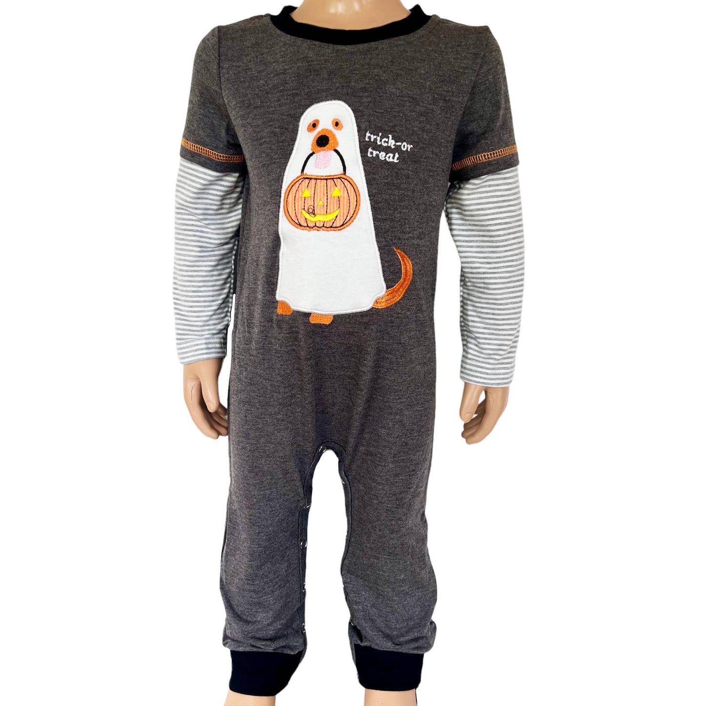 Friendly Ghost Dog Trick or Treat Baby Boys HALLOWEEN Romper