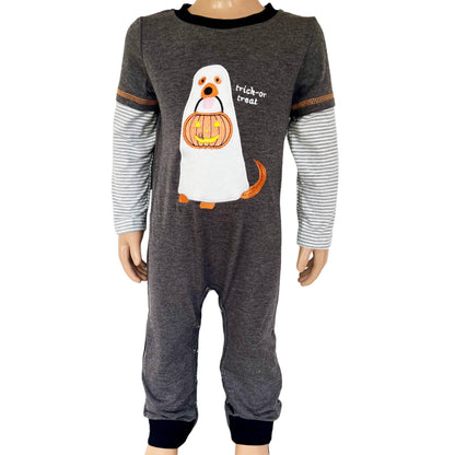 Friendly Ghost Dog Trick or Treat Baby Boys HALLOWEEN Romper