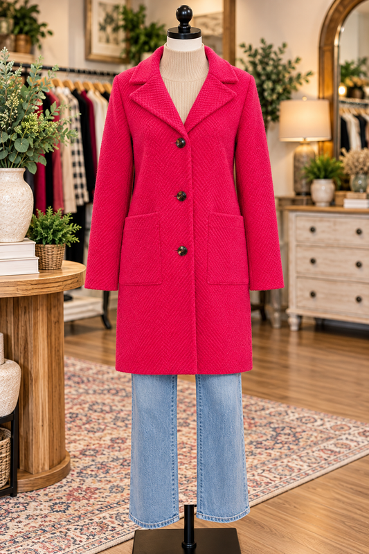 Charlie B Cherry Knit Coatigan with Patch Pockets