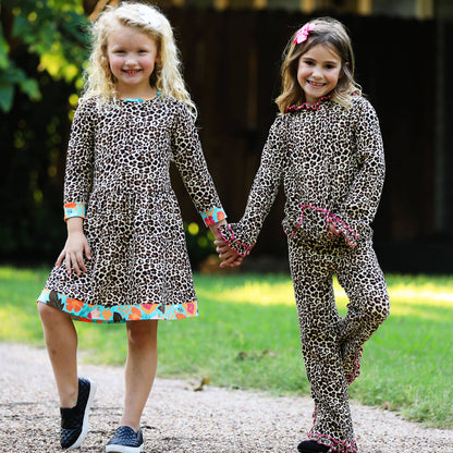 Big Girls 9/10 Leopard Rose Floral Swing Dress Kids Clothing