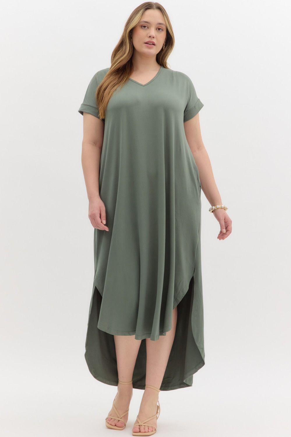 Entro Plus Maxi Dress  - Army