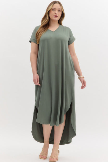 Entro Plus Maxi Dress  - Army