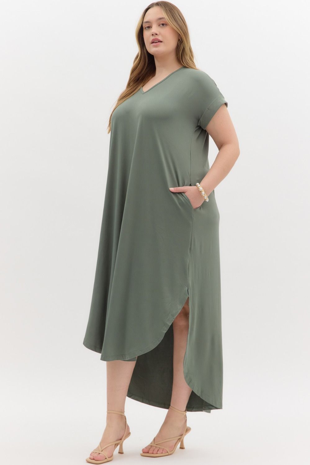 Entro Plus Maxi Dress  - Army