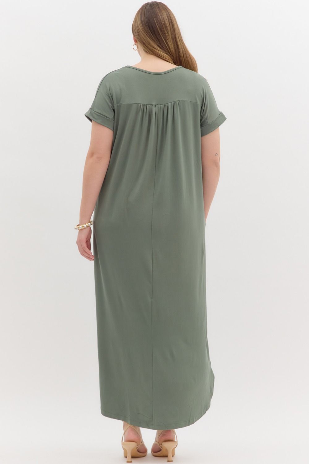 Entro Plus Maxi Dress  - Army