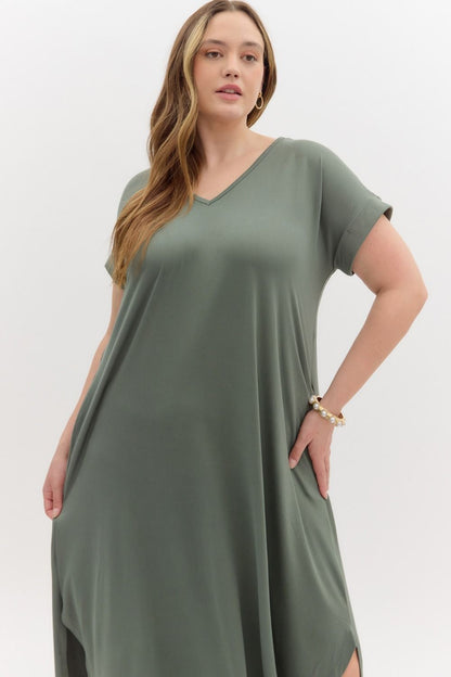 Entro Plus Maxi Dress  - Army