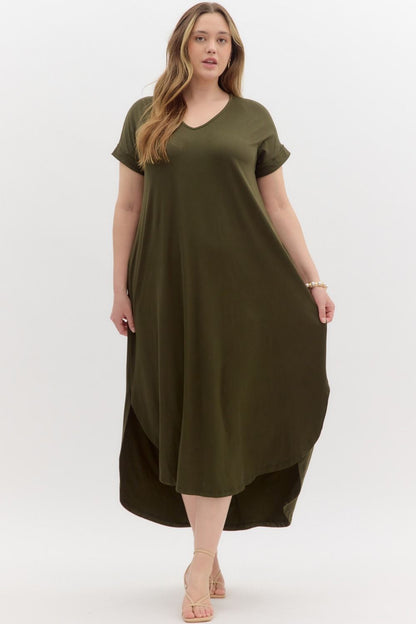 Entro Plus Maxi Dress  - Olive