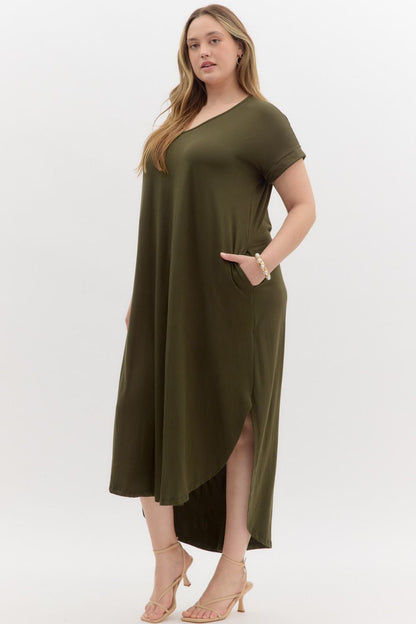 Entro Plus Maxi Dress  - Olive