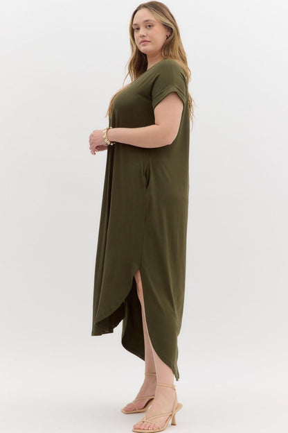 Entro Plus Maxi Dress  - Olive