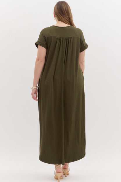 Entro Plus Maxi Dress  - Olive