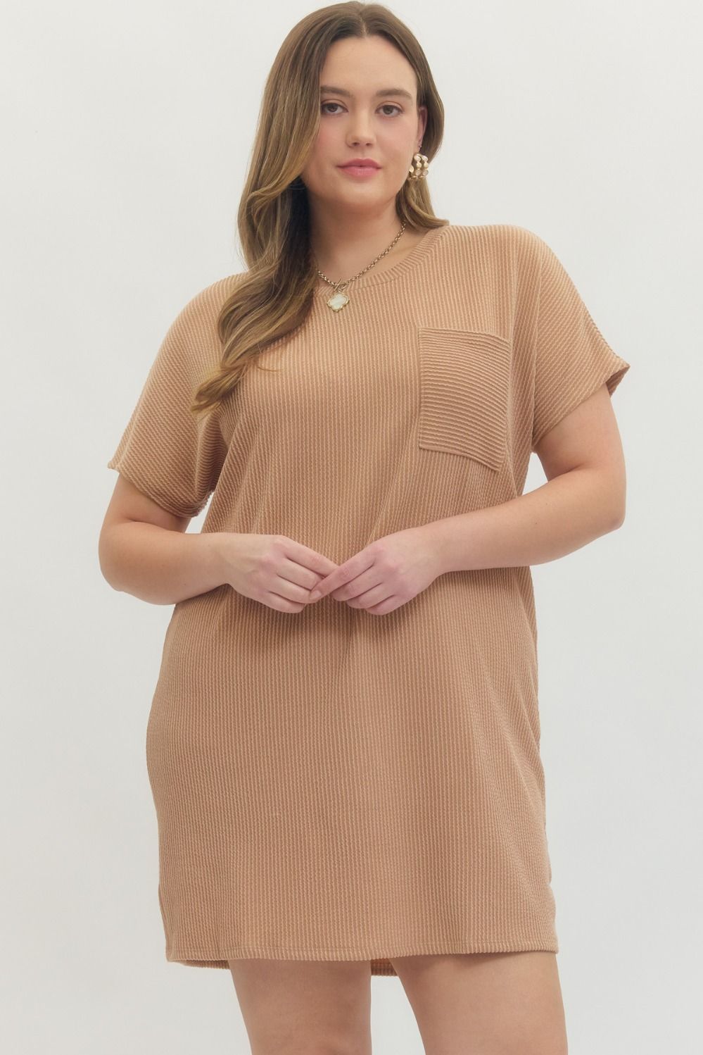 Entro Plus Knit Ribbed Dress - 4 Colors