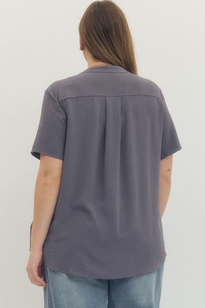 Entro Plus Solid Woven Top - Gray or Gold Kiwi