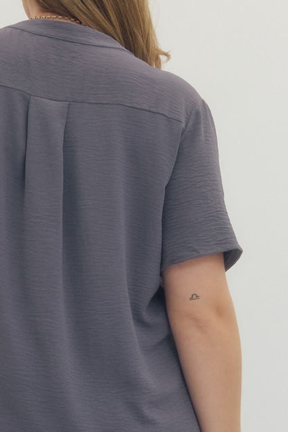Entro Plus Solid Woven Top - Gray or Gold Kiwi