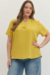Entro Plus Solid Woven Top - Gray or Gold Kiwi