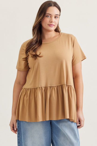 Entro Plus Solid Knit Top - Camel