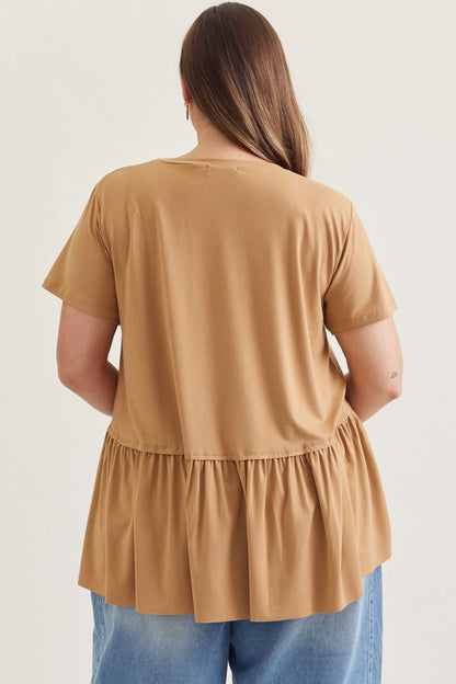 Entro Plus Solid Knit Top - Camel