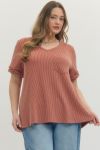 Entro Plus Classic Ribbed V-neck Top - 4 Colors