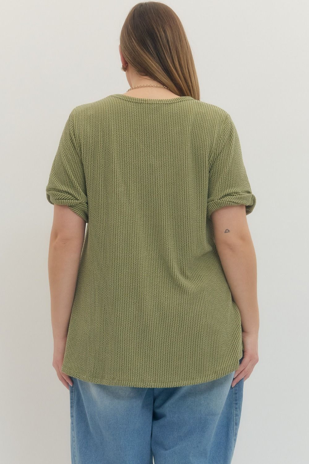 Entro Plus Classic Ribbed V-neck Top - 4 Colors