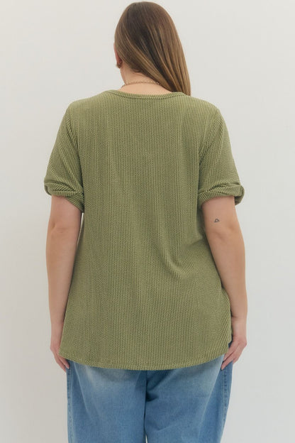 Entro Plus Classic Ribbed V-neck Top - 4 Colors
