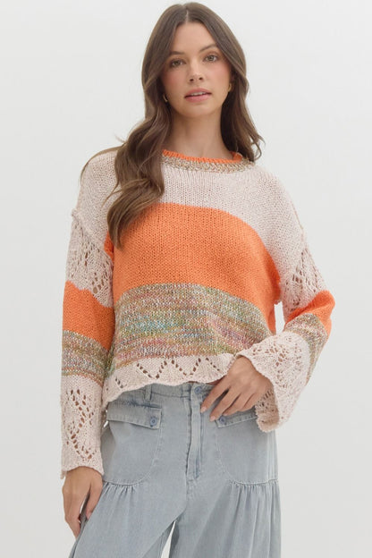 Entro Colorblock Sweater - Orange tones