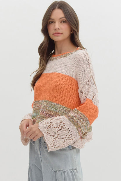 Entro Colorblock Sweater - Orange tones