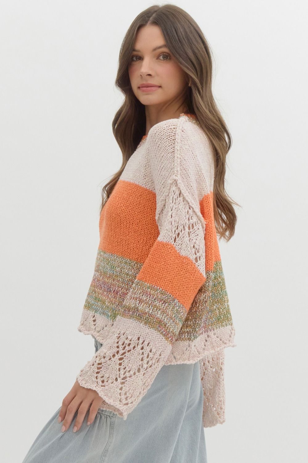 Entro Colorblock Sweater - Orange tones