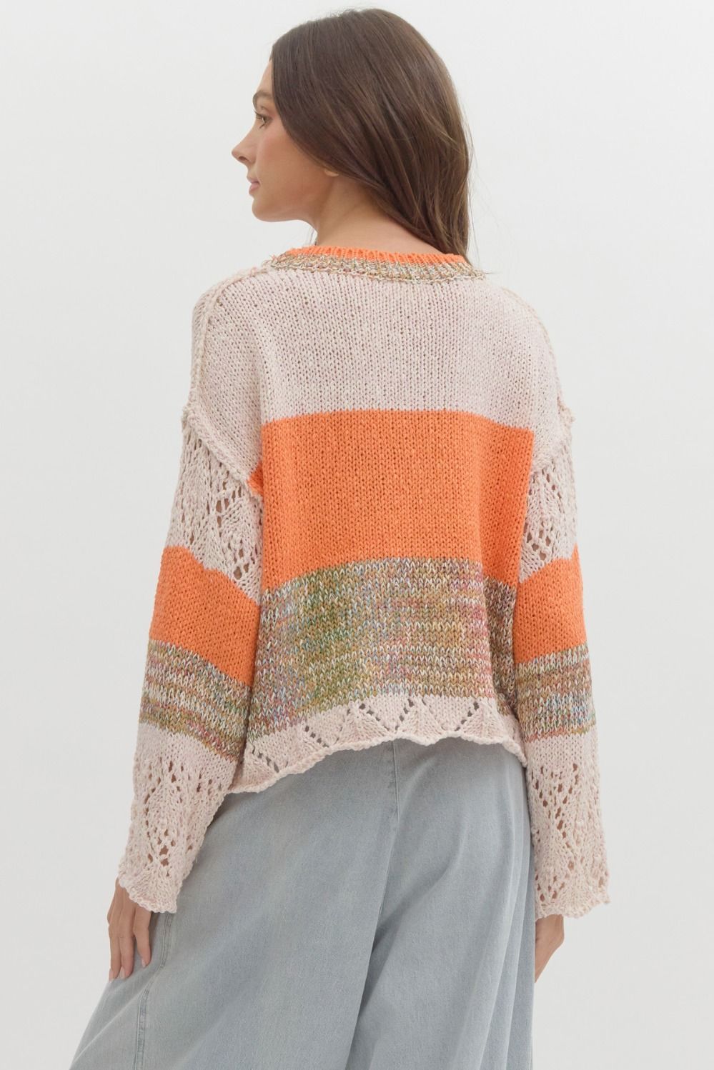 Entro Colorblock Sweater - Orange tones